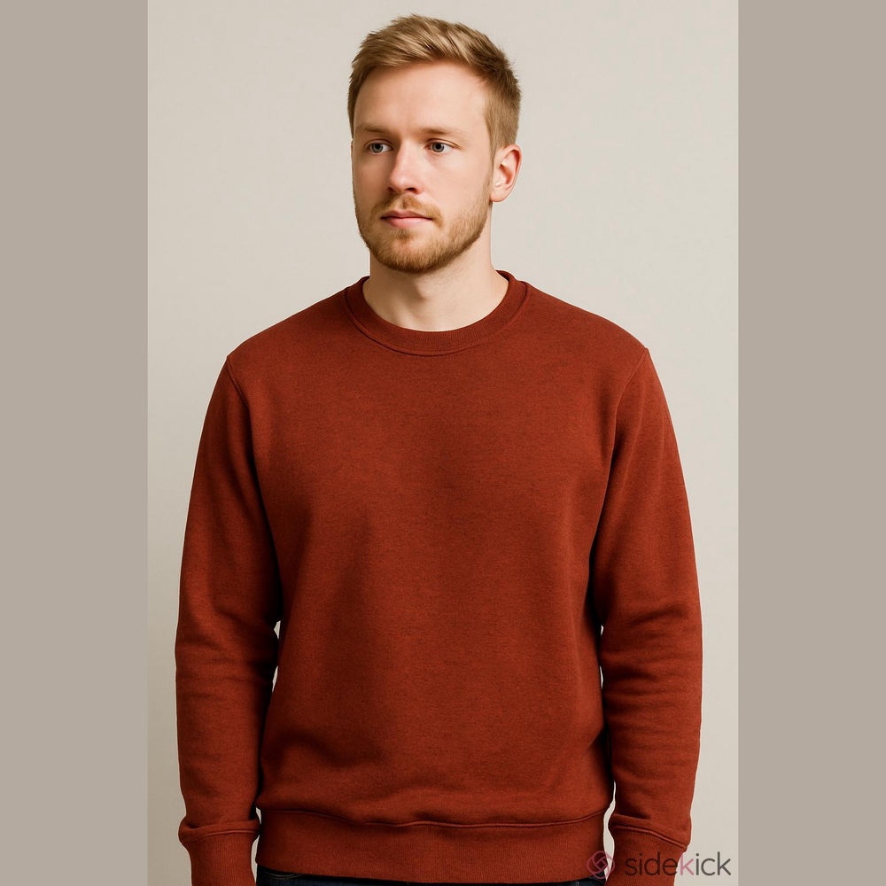 Men's Warm Fleece Pullover Crewneck Sweater L Red Cozy Winter Layer Canada - Picture 11 of 11
